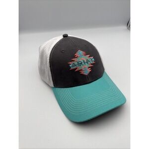 Ariat Hat Cap Adult One Size Teal‎ White Aztec Mesh Snap Back Adjustable Work